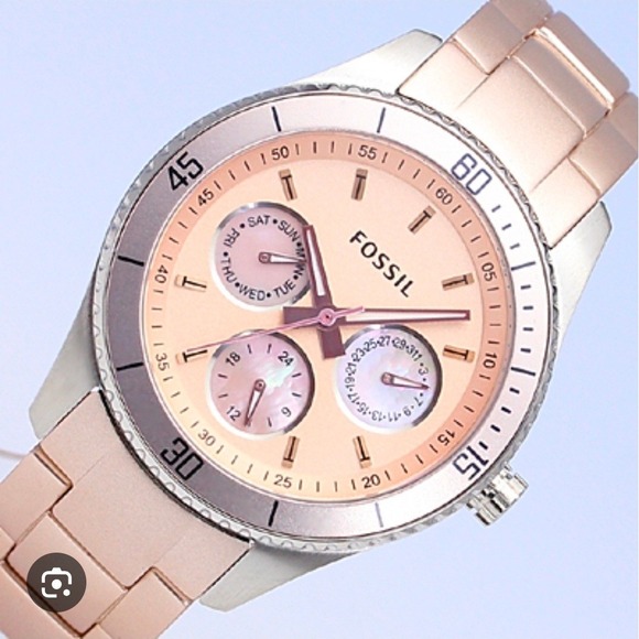 Fossil Jewelry - Fossil ES3037 Stella Chronograph Stella Blush Stainless Steel Bracelet Watch 37m